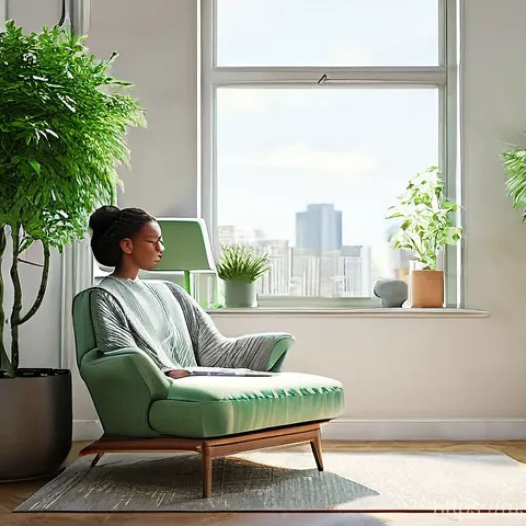 자연 명상을 위한 음악 추천 - **Prompt 1: Tranquil Morning Serenity**
"A cozy, sunlit corner of a modern apartment. A young ad...