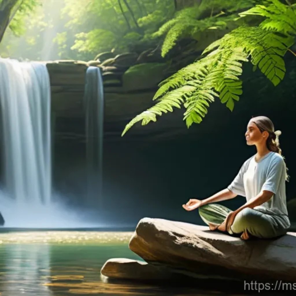 자연 명상 관련 유튜브 채널 추천 - **Prompt 1: Serene Waterfall Meditation**
"A young adult, with a peaceful expression, meditating...